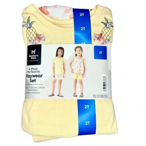 Girls 4 Piece Playwear Set 2 Shorts & 2 Tops
